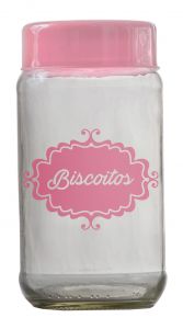 Kit Potes De Vidro 800ml 4 Peças (Biscoitos/Café/Açúcar/Doces) BLACK(ROSA) Com tampa