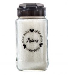 POTE DE VIDRO PARA AÇÚCAR  300ML COM TAMPA POLVILHAR AMARE