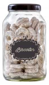 POTE DE VIDRO PARA BISCOITOS 3 LITROS COM TAMPA BLACK