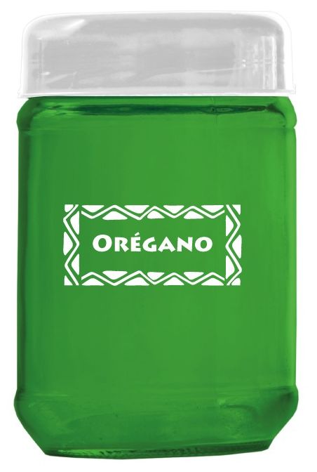 POTE DE VIDRO VERDE PARA ORÉGANO 600ML COM TAMPA UNIQUE